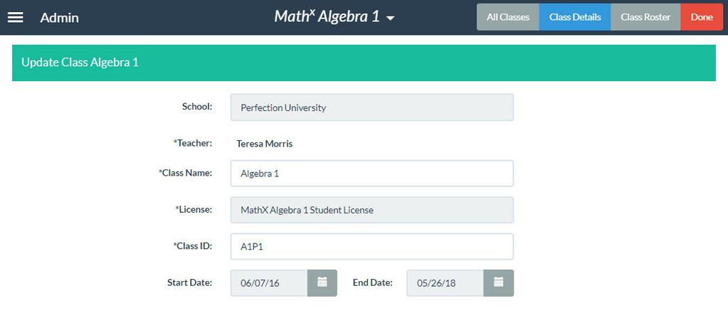 2. To edit an individual student s details, click directly on one of the rows to go to the Student Details page. 3.