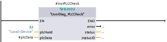 3 Valuable Information 3.4.5 UserDiag_PLCCheck FB During the first call, the UserDiag_PLCCheck FB determines the hardware IDs of the local components.