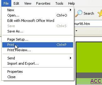 To print a web page from a browser, open the page in the browser. Select File > Print from the browser menu.