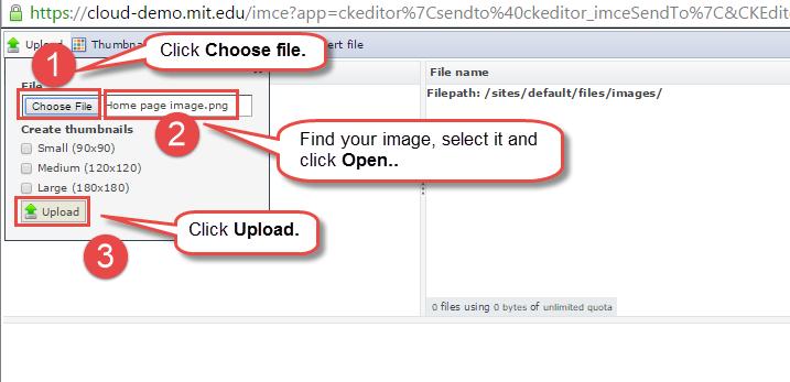 Then click Choose file, locate your graphics