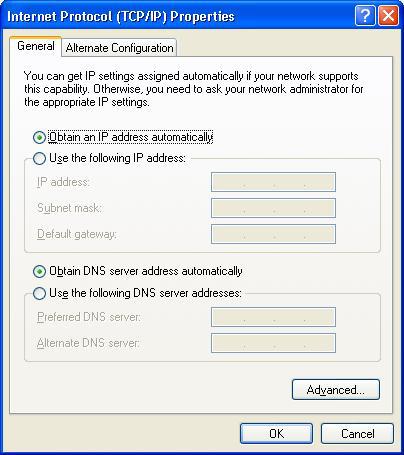 7. When the dialog box similar to Figure 2-5 appears, click Obtain an IP address automatically option, and then click the OK button. 8.