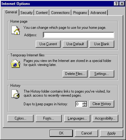Using Internet Explorer 1. Start Internet Explorer. 2. From the Tools menu, click Internet Options. 3.