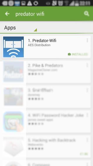Android Configuration Step 1 Using one of the homeowners Android phones, search for Predator WiFi app on the Google Play store. Look for the icon shown. Then download and install to the users phone.