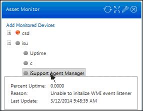 A gray dot will appear if you set up asset monitoring for a device on which the WMI listeners cannot be