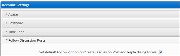 Default for Following Posts A Default for Follow Option on Discussion Posts field is now included in Desktop Preferences for setting a default for the Follow option in the Create Discussion Post