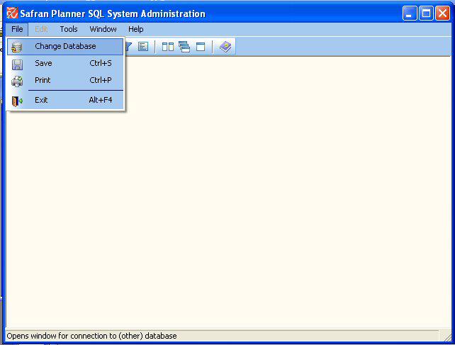 7 The Safran Planner SQL System Administration application is an uncluttered application providing you with a focused set of features and menu options.