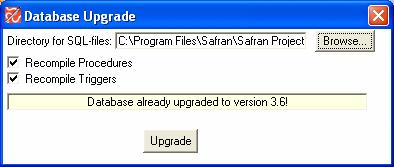 25 Upgrade a Safran Project Database to Latest Version NOTE:For Oracle users: You need to know the names of the tablespaces to be used for table data and indices.