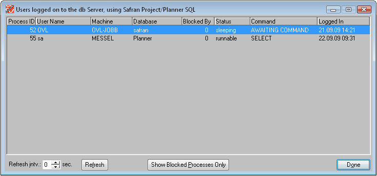 29 See all current Safran Planner SQL Users From the "Utilities" section of the "Database Objects" window, double-click the "Logged in users" - icon.
