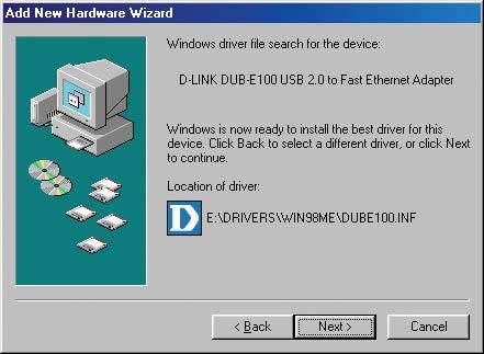 Installing the Drivers (continued) Windows begins copying the necessary files onto your computer. You may be prompted to provide the original Windows 98SE CD-ROM.