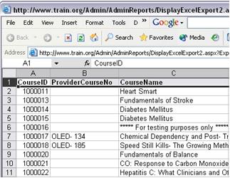 Data Exports 1. From the Report Console, select the desired report category from the Exports list. 2. A new browser window will open, along with the desired data.