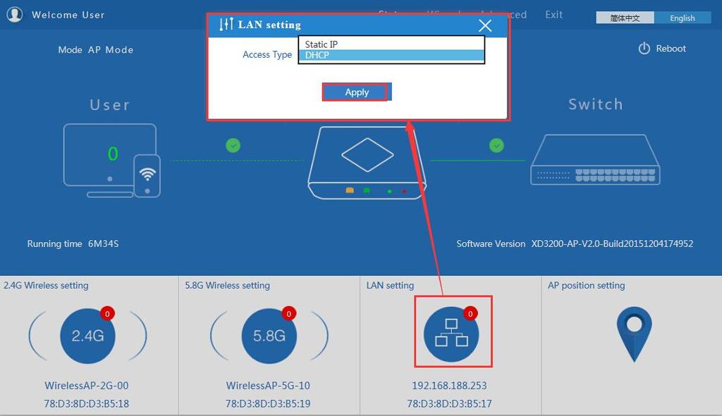 LAN Setting to configure the DHCP or Fix IP P10 LAN Setting AP location setting: