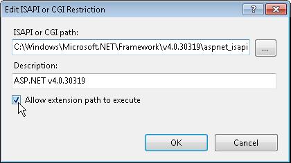 19 Setup Guide Fig. 16 Allowing the Use of the Selected ASP.NET Version a. Double-click the ASP.NET v4.0.30319 item. b.