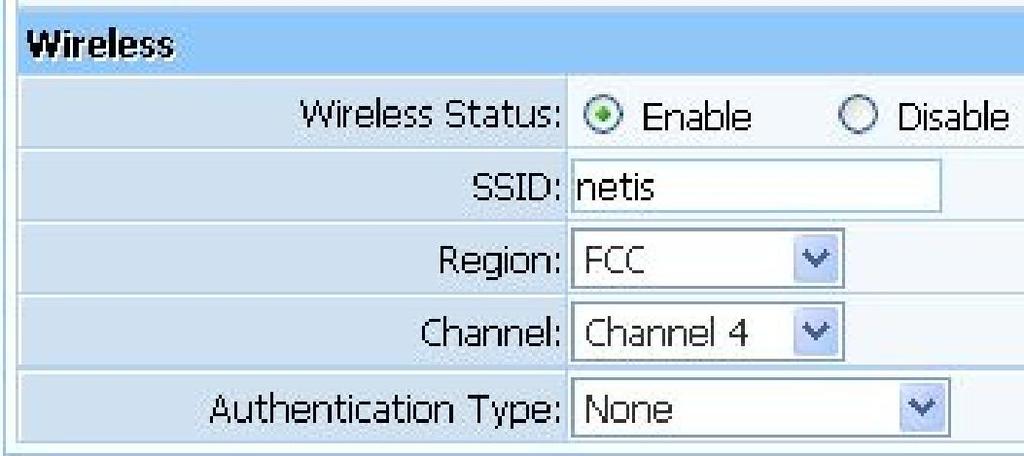 4.2.4. Wireless Configuration You can choose Enable or Disable to enable or disable the wireless function. The default setting is enable.