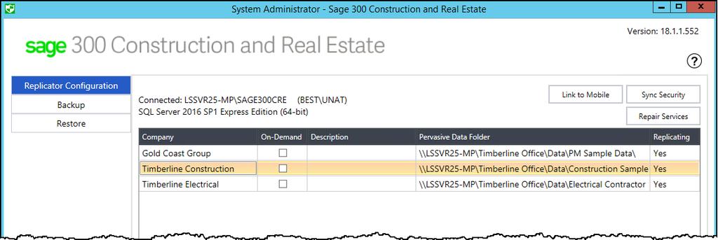 Link to Mobile Deploy your Sage Construction Central website To access your Sage 300 Construction and Real Estate information from the Cloud, the data must be replicated into SQL Server through Sage