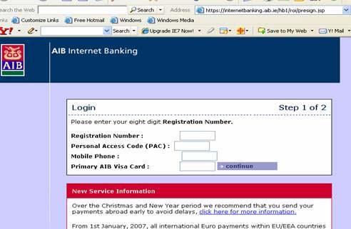 malware to conceal the fraud When a user browses to AIB,