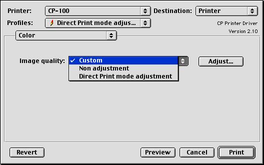 The default is [Direct Print mode adjustment].