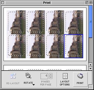 The images are laid out in replicate, with their positions adjusted for the eight labels on the 8-label sheet. 7 Click the (PRINT) button to start printing.