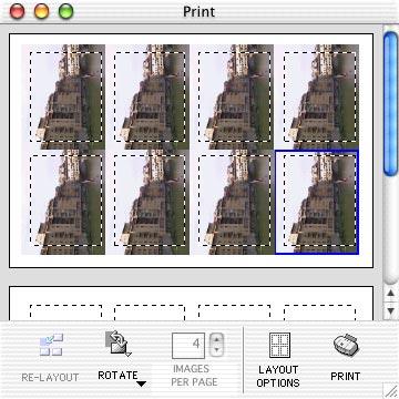The images are laid out in replicate, with their positions adjusted for the eight labels on the 8-label sheet. 8 Click the (PRINT) button to start printing.
