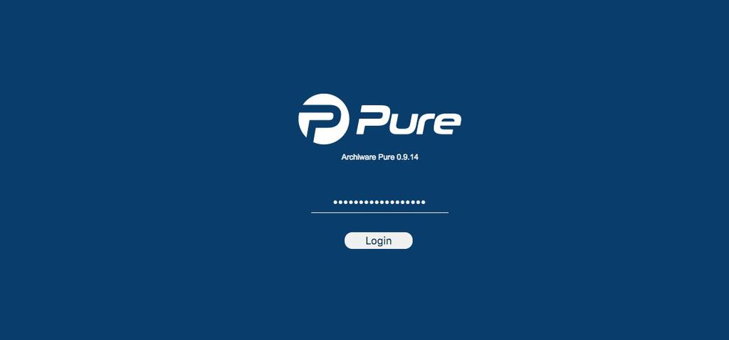 3.3 Accessing the Archiware Pure web GUI The Archiware Pure web GUI can be accessed by navigating to the URL indicated in the Appliance's console ( https://<appliance IP address>/login ). 3.