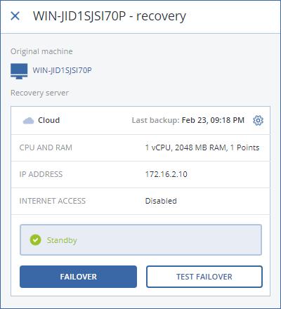 This will enable the recovery server to access the Internet during a real or test failover. 7. [Optional] Select the Public IP address check box.