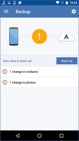 What you need to know You can back up the data only to the cloud storage. Any time you open the app, you see the summary of data changes and can start a backup manually.