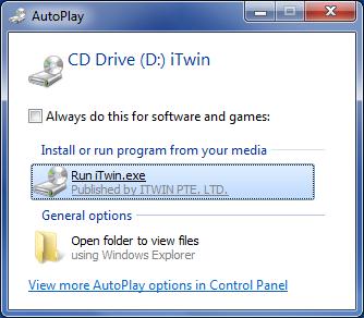 itwin Installation 1. Plug in the itwin device into your computer.