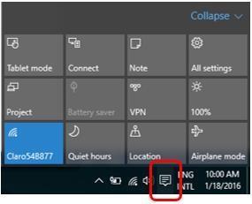 WINDOWS 10 QUICK ACTIONS Quick Actions are a set of tiles that give you access to frequently used settings and tasks (like Wi-Fi