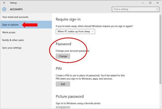 If you want to change your sign-in options, like your password, select