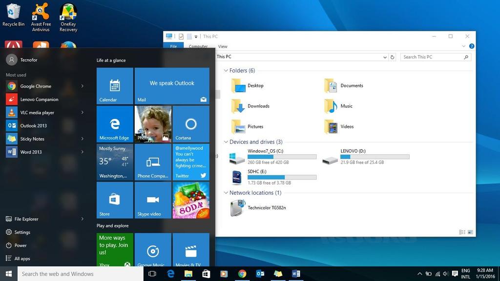 WINDOWS 10 GUI BASICS Windows 10 Once you get to the Windows Desktop screen, here are some basic features you will see.