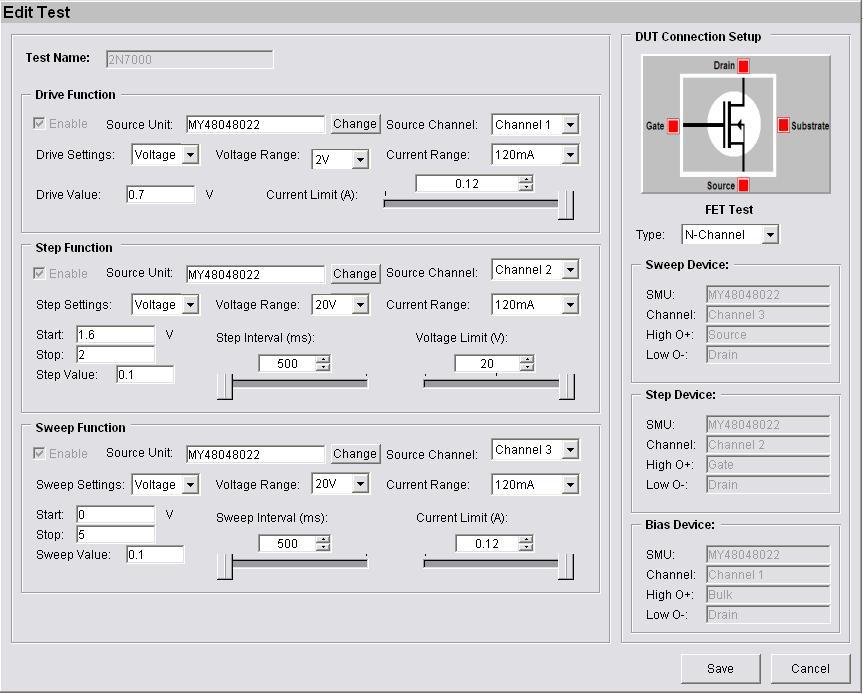 transistors, removing the need for programming experience Allows users to define and configure test profiles Automates test sequencing for parametric analysis Plots,