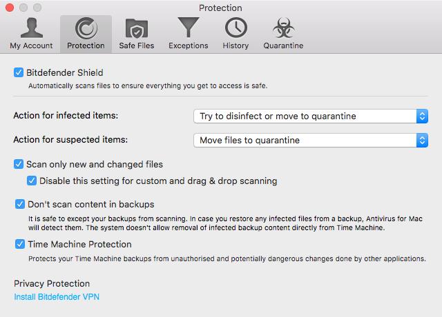 10.3. Protection Preferences The protection preferences window allows you to configure the overall scanning approach.