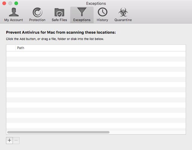 10.3.1. Scan Exceptions If you want to, you can set Bitdefender Antivirus for Mac not to scan specific files, folders, or even an entire volume.