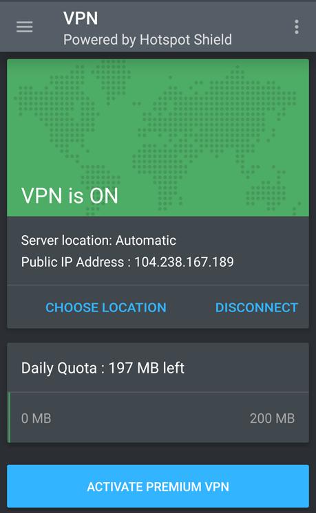 If you have a premium subscription and would like to connect to a server at your will, tap CHOOSE LOCATION in the VPN feature, and then select the location you want.