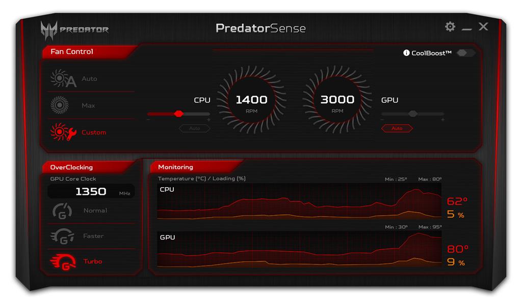 PredatorSense - 35 P REDATORS ENSE PredatorSense helps you to gain the edge in your games by allowing you to overclock processors and control cooling.