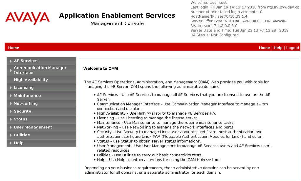 6. Configure Avaya Aura Application Enablement Services All administration of Application Enablement Services is performed via a web browser.