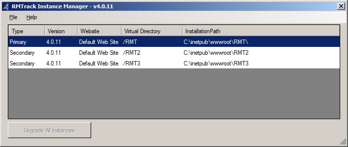 Multiple Instances of RMTrack It is possible to have multiple instances (databases) of RMTrack installed on a server. Each separate database must have unique license keys.