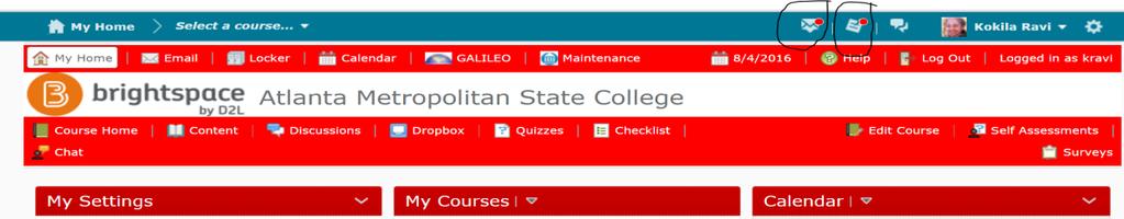 Alerts: Message alerts, email alerts, and subscription alerts are indicated like below on your course homepage: FOR FURTHER QUESTIONS,