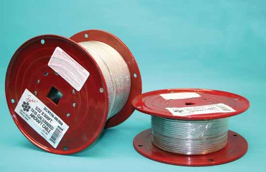 Cable Galvanized Aircraft Cable 7 x 7 Diameter Type Part# Breaking Strength (lbs) Wt (lbs)/ 1000 Ft 1/16" 7 x 7 2G7062 480 8 3/32" 7 x 7 2G7093 920 16 1/8" 7 x 7 2G7125 1,700 28 3/32" 7 x 19 2G9093