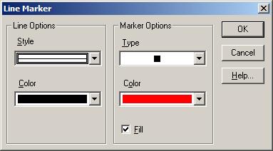 Line Marker dialog box Use to style the lines and markers in line marker charts. To open: Double-click on the relevant area of a line marker chart view.