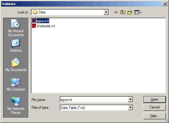 Validate dialog box Provides information about version features that are in use in a Beyond 20/20 file, and determines whether the file is corrupt.