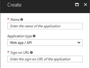 4. On the Create dialog box: In the Name field, enter Deltek Vision. For Application type, select Web App / API.