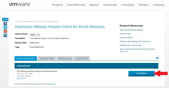 Installing VMware Horizon Client on Windows PC or laptop Installing the Client 1. Open a web browser and navigate to https://vlabs.jccc.edu. You will see the following screen: 2.