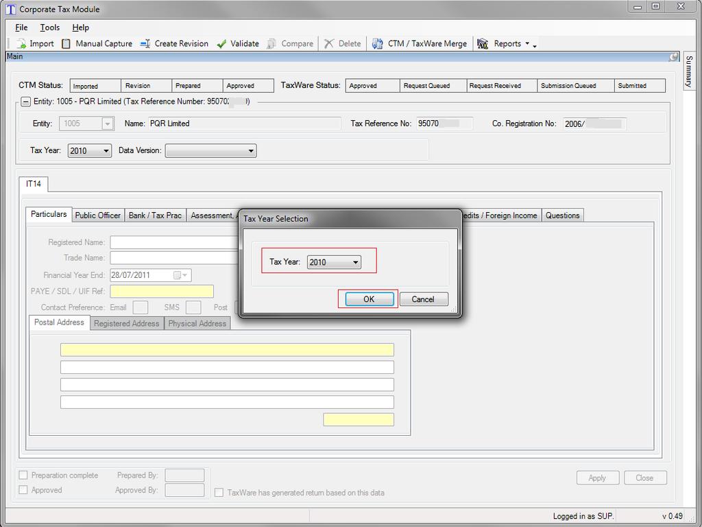 Import data into CTM Click on the