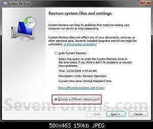 Select (click on) a listed restore point that you want to restore the drives that were included