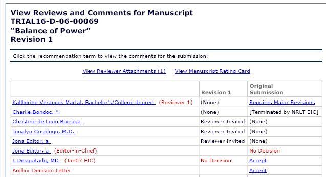 VI. View Completed Reviews and Reviewer Attachments Once an invitation has been sent and reviewer agreed, the reviewer will send his review back.
