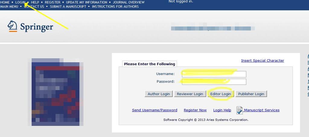 I. How to log into Editorial Manager?