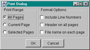 Java by Definition Chapter 6: Swing and Multimedia Page 36 of 122 { super("print Dialog"); ButtonGroup pageoptions = new ButtonGroup(); pageoptions.add(all); pageoptions.add(current); pageoptions.