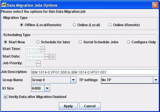 5 Performing Data Migration Using the Data Migration Wizard The Data Migration Jobs Options dialog box opens. Figure 5-3 shows an example. Figure 5-3. Data Migration Jobs Options Dialog Box 5.