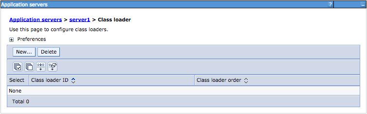 2. Under Server Infrastructure expand the Java and Process Management section and click on Class loader. 3.