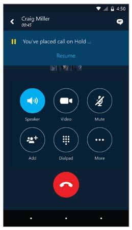 Use the back arrow in the upper left of the call screen to return to the main screen.